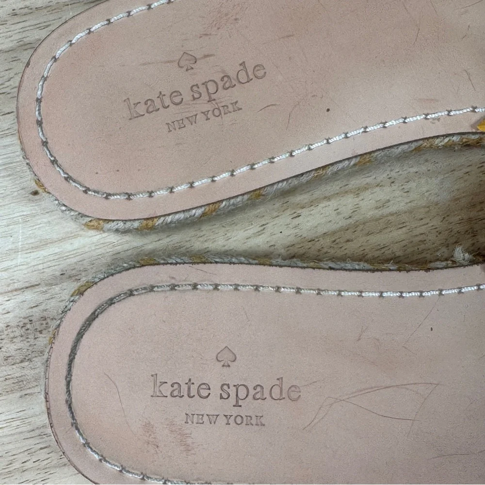 Kate Spade Bow Top Suede Espadrille Slide Sandals Yellow 7.5 - Picture 11 of 12